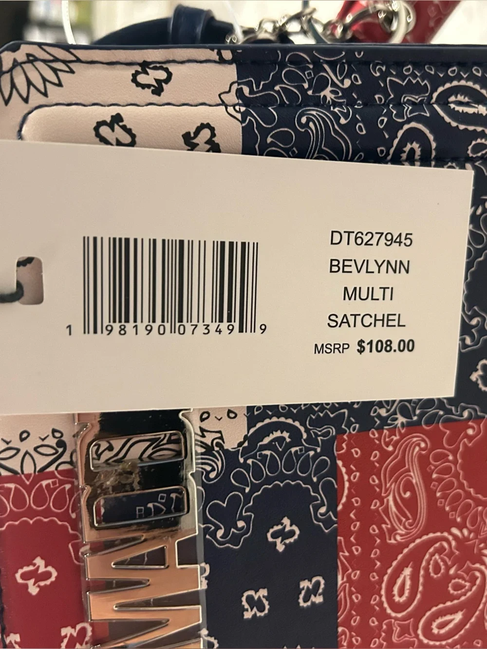 “New” Steve Madden Women's Patchwork Bandana Print Satchel w/ matching card hldr